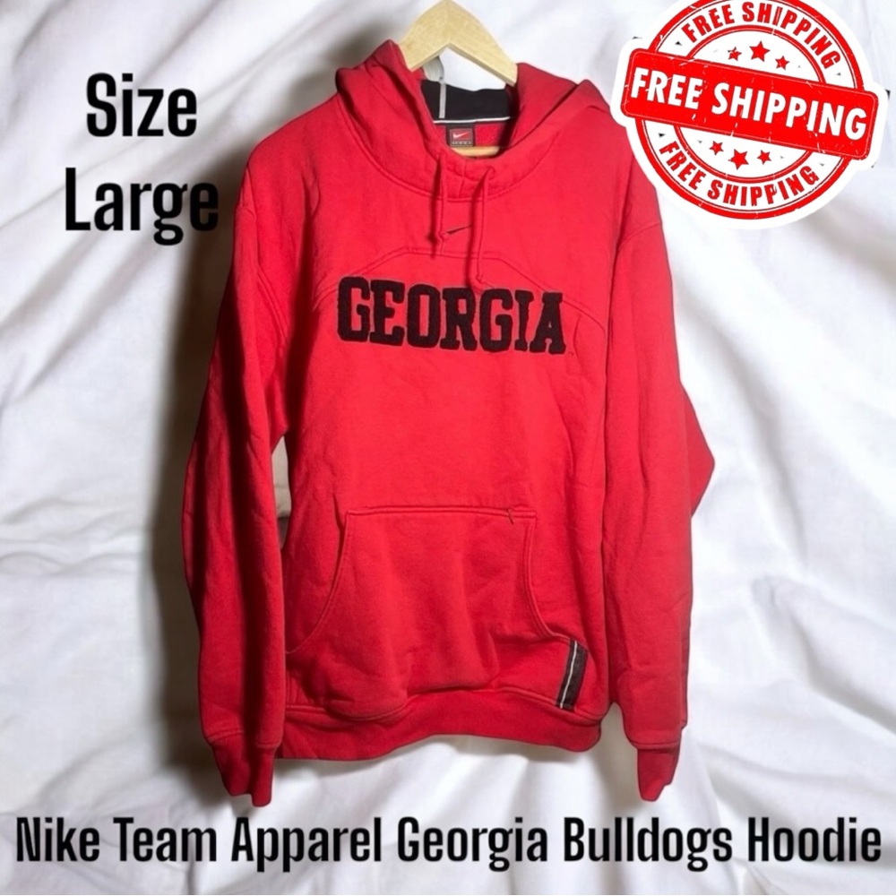 Vtg Nike Team Apparel Georgia Bulldogs Swoosh Hoodie Men’s Large FREE SHIPPING